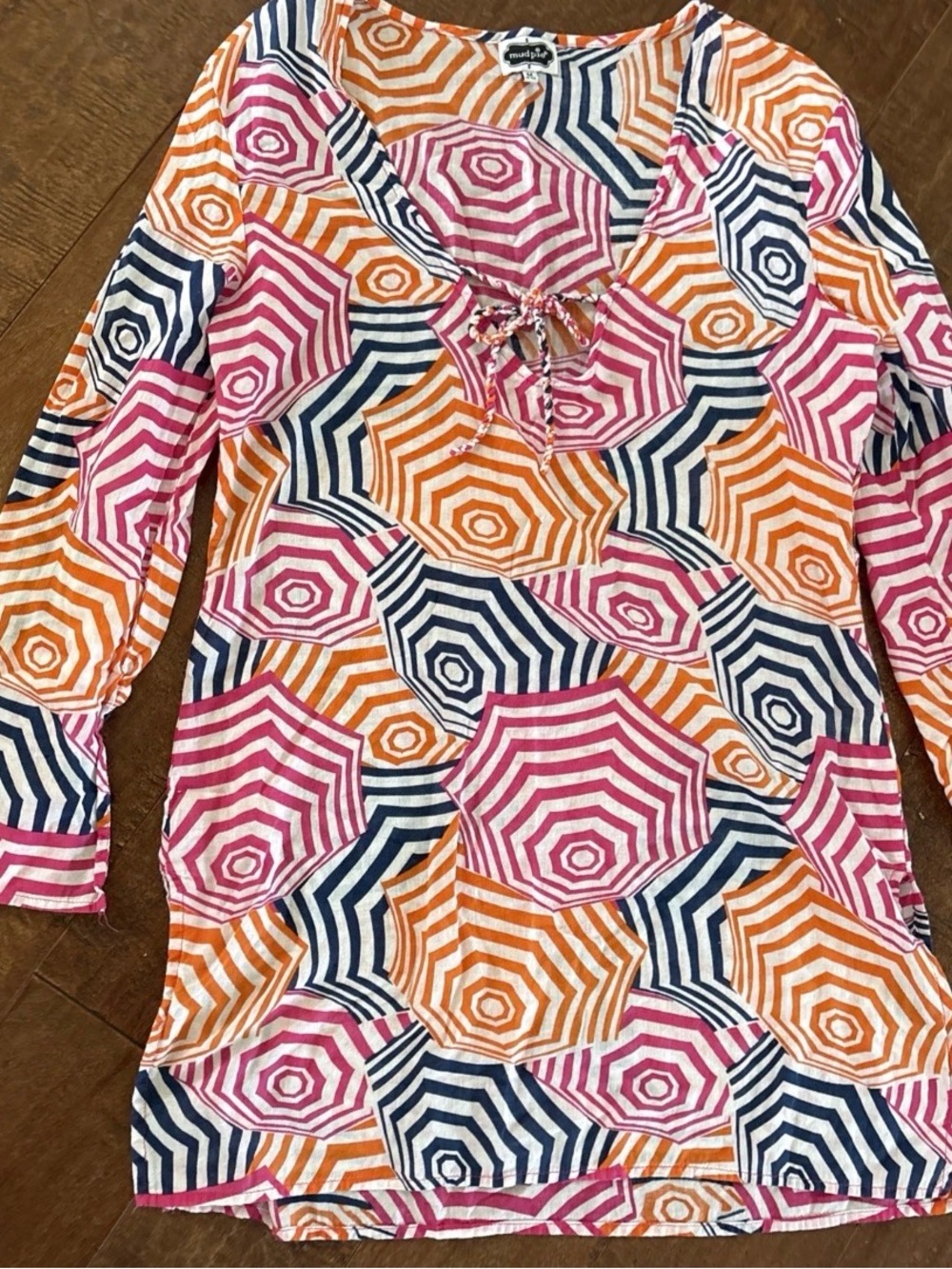 Mud Pie Multicolor Geometric Umbrella-Print Tunic Dress